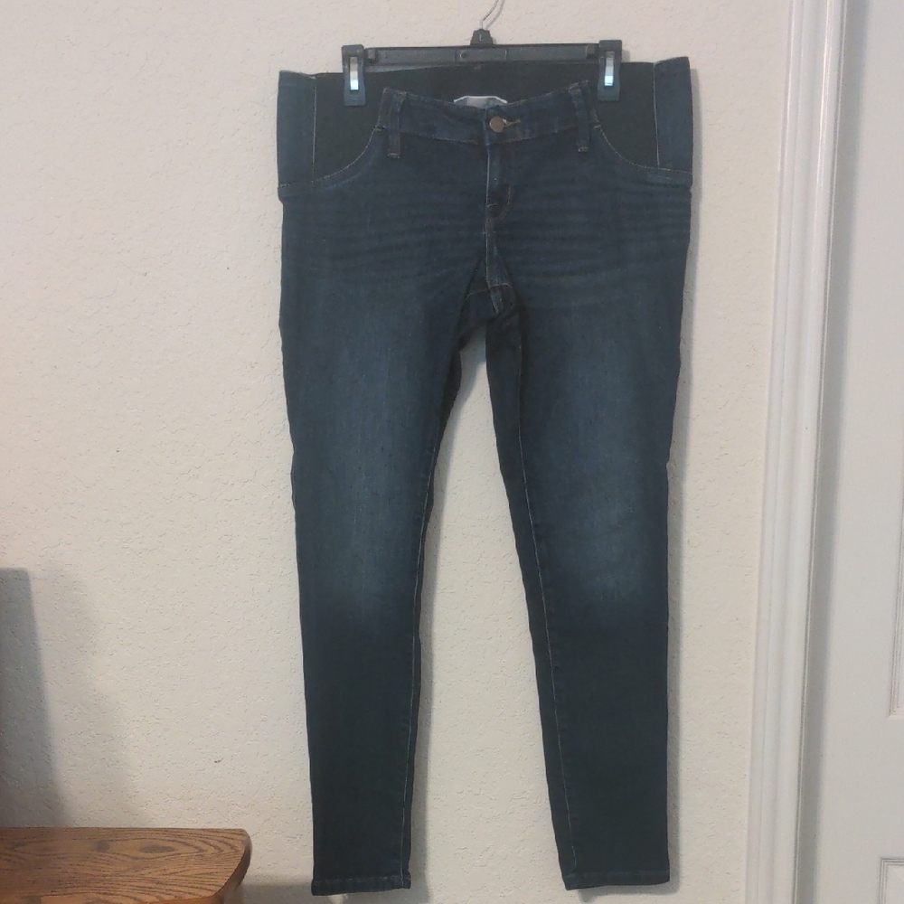 Isabel Maternity Side Panel Straight Leg Blue Jeans. Size 8/29R
